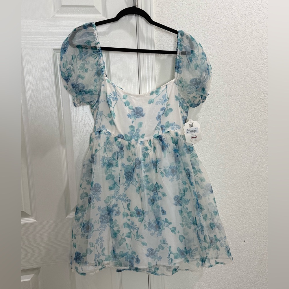 Floral Blue and White Dress